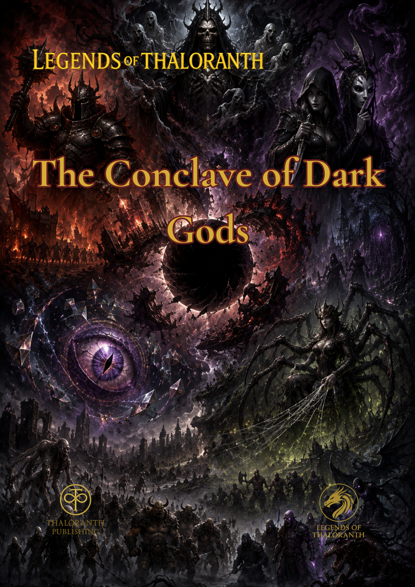 Cover of Legends of Thaloranth: The Conclave of Dark Gods, a fantasy RPG sourcebook exploring the original dark gods, The Lord's corrupted pantheon, and the forces of darkness in Vaeloraranth.
