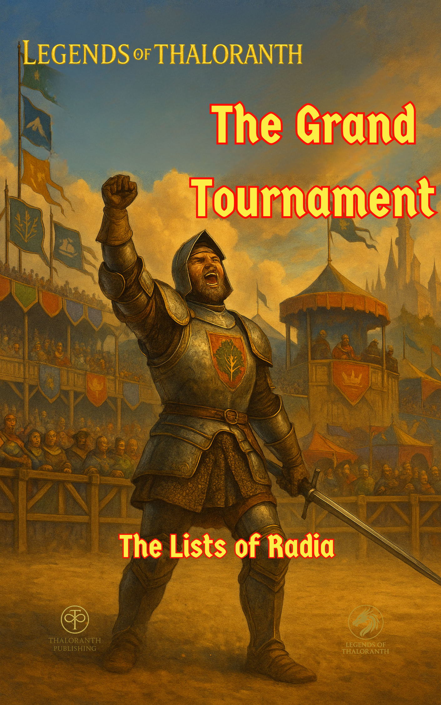 Cover of Legends of Thaloranth: The Grand Tournament, a fantasy RPG campaign following a three-year tournament across the Kingdom of Thaloranth.