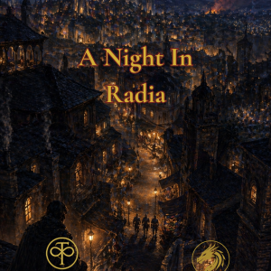 Cover of Legends of Thaloranth: A Night in Radia, a fantasy RPG collection of five standalone adventures set throughout the city of Radia.