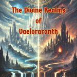 Cover of Legends of Thaloranth: The Divine Realms of Vaeloraranth, a fantasy RPG sourcebook exploring the celestial planes, corrupted realms, and cosmology of Vaeloraranth.