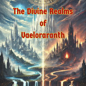 Cover of Legends of Thaloranth: The Divine Realms of Vaeloraranth, a fantasy RPG sourcebook exploring the celestial planes, corrupted realms, and cosmology of Vaeloraranth.