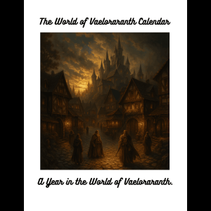 The World of Vaeloraranth Calendar cover featuring the seasons, holidays, and calendar of the fantasy world of Vaeloraranth.