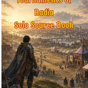 Cover of Legends of Thaloranth: Tournaments of Radia, a fantasy solo RPG campaign centered on seasonal tournaments, reputation, rivals, and championship competition.