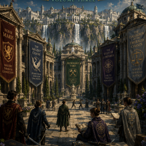 Cover of Legends of Thaloranth: Marisalor Gazetteer Volume Three: The Five Academies, a fantasy RPG sourcebook exploring Marisalor's prestigious academies, their traditions, and political influence.