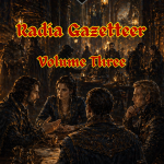 Cover of Legends of Thaloranth: The Radia Gazetteer Volume Three: Guilds of Radia, a fantasy RPG sourcebook exploring the guilds, factions, and organizations of Radia.