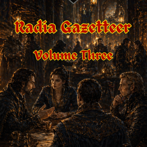 Cover of Legends of Thaloranth: The Radia Gazetteer Volume Three: Guilds of Radia, a fantasy RPG sourcebook exploring the guilds, factions, and organizations of Radia.