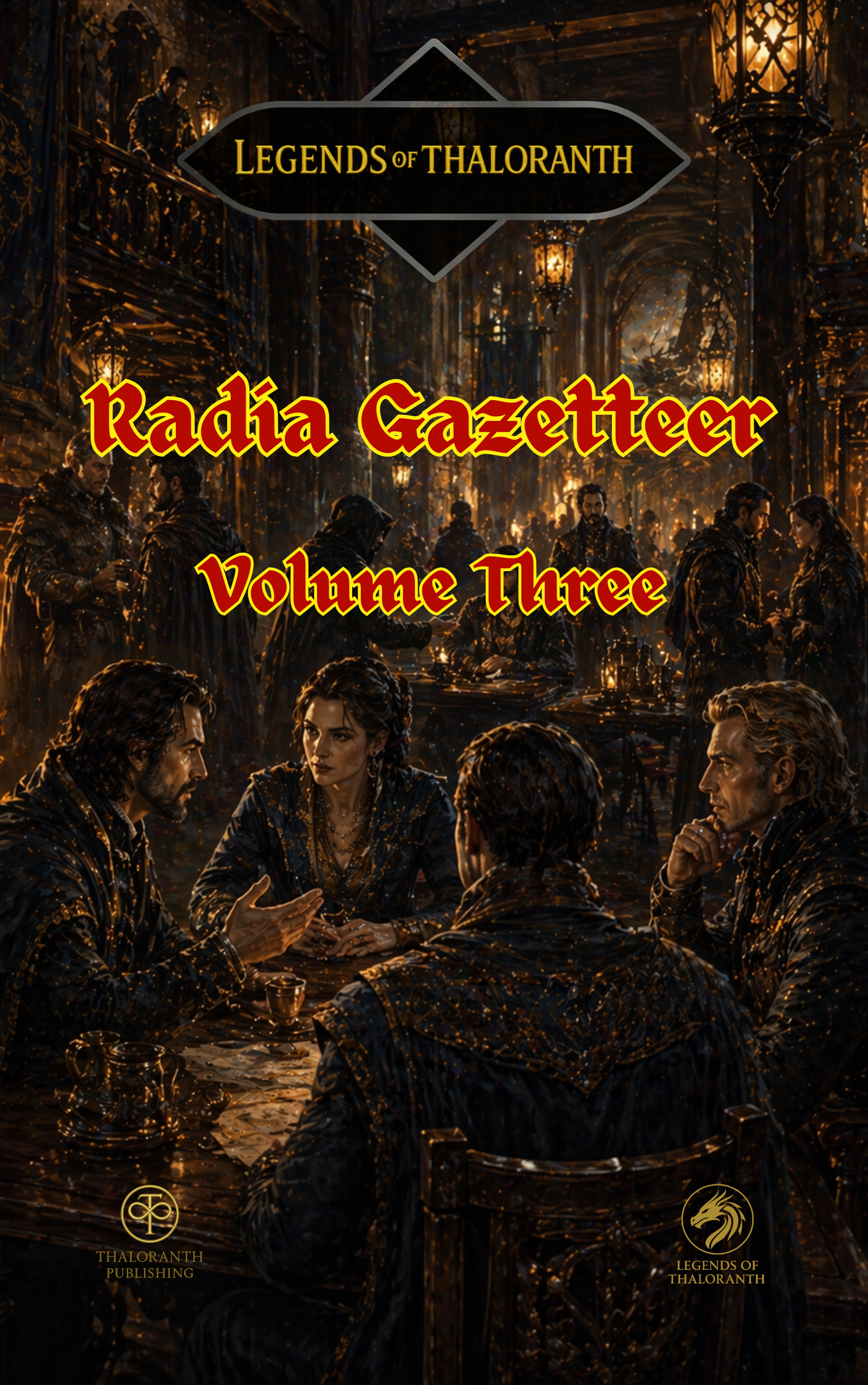 Cover of Legends of Thaloranth: The Radia Gazetteer Volume Three: Guilds of Radia, a fantasy RPG sourcebook exploring the guilds, factions, and organizations of Radia.